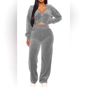 Womens Smokey Grey SweatSuit with Zipper